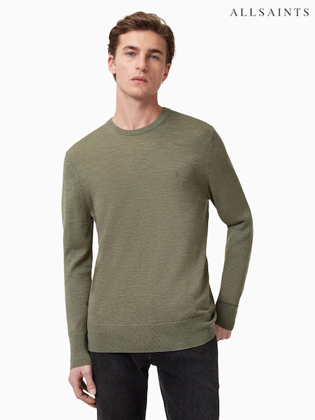 AllSaints Green Mode Merino Crew Neck Jumper (F64191) | £105