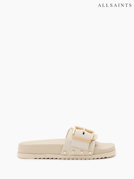 AllSaints White Ellie Stud Sliders (F64255) | £149