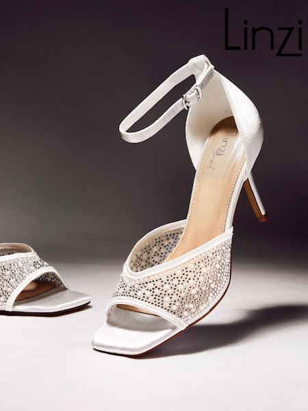 Linzi Ivory Encanta Diamante Mesh Stiletto Heeled Sandals (F64287) | £46
