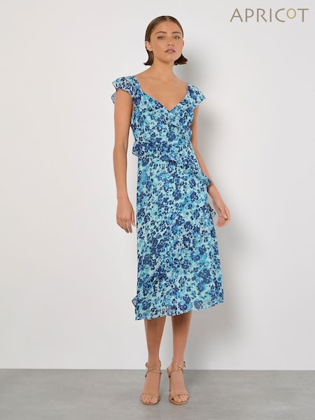 Apricot Green Floral Aysmmetric Midaxi Dress (F64305) | £50