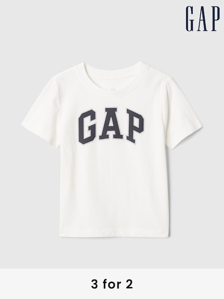 Gap White Logo Short Sleeve Crew Neck T-Shirt (Newborn-5yrs) (F64373) | £10