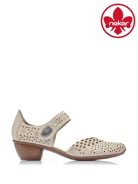 Rieker Womens Cream Hook & Loop Shoes (F64438) | £65