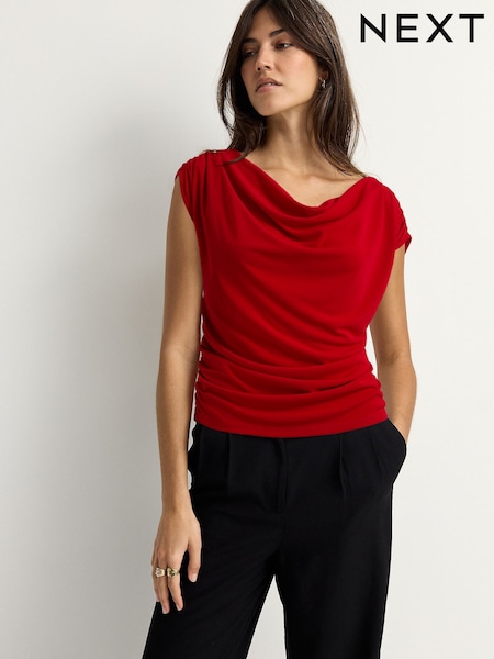 Red Sleeveless Drape Top (F64520) | £26
