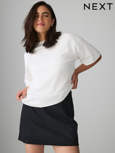 Black Mini Hourglass Denim Skirt (F64604) | £22