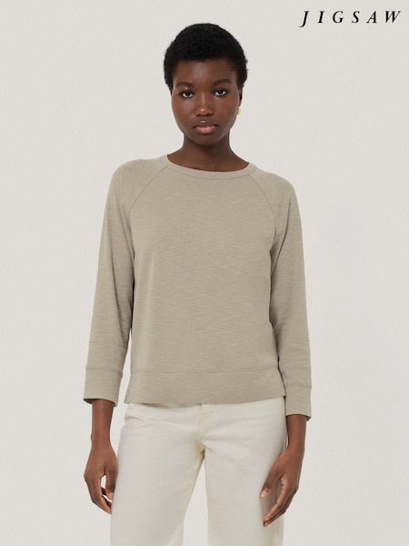 Jigsaw Grey 100% Cotton Luxe Raglan T-Shirt (F64652) | £65