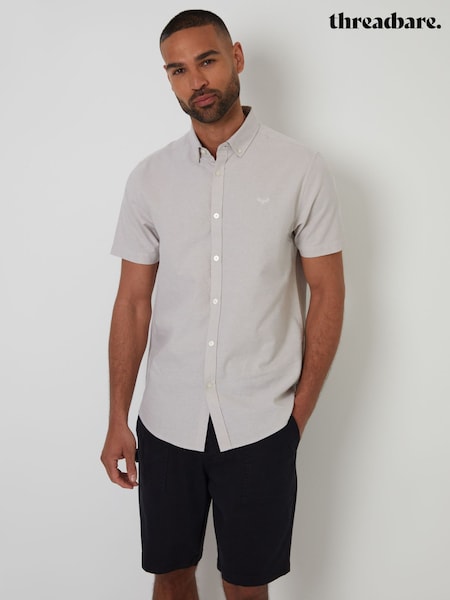 Threadbare Natural Oxford Short Sleeve Shirt (F64740) | £22