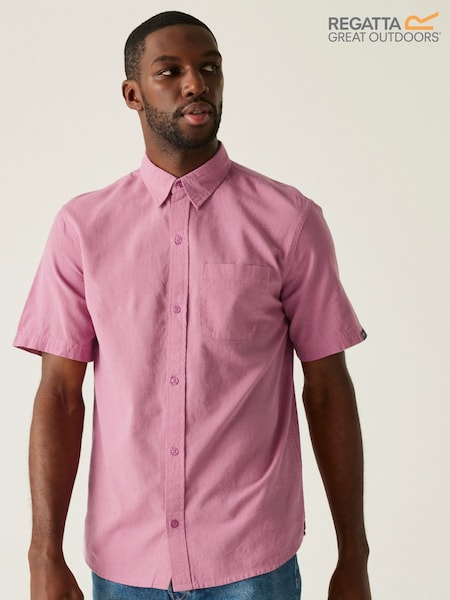 Regatta Pink Mens Loran Lightweight Short Sleeve Shirt (F64831) | £28