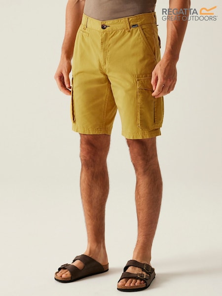 Regatta Yellow Mens Shorebay Vintage Look 100% Cotton Cargo II Shorts (F64837) | £42