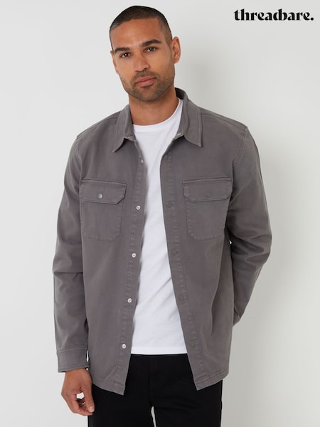 Threadbare Grey Snap Fastening Shacket (F65452) | £30