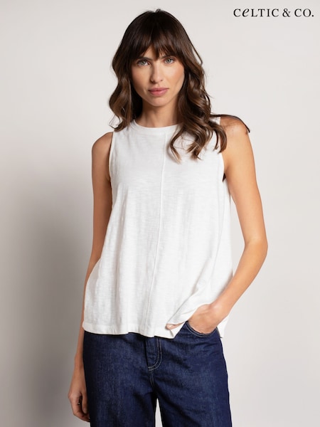 Celtic & Co. Orange Slub Jsy Pleat Back 100% Cotton Tank (F65511) | £39