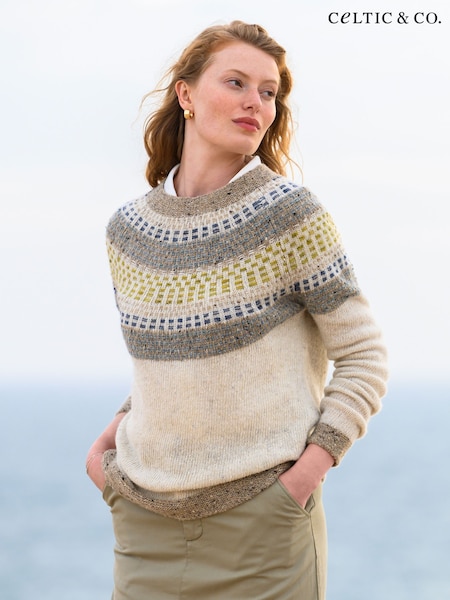 Celtic & Co. Float Print Stitch Yoke Donegal Jumper (F65514) | £129