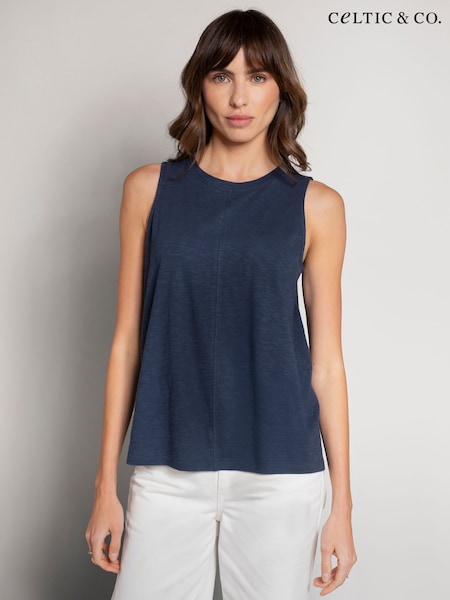 Celtic & Co. Orange Slub Jsy Pleat Back 100% Cotton Tank (F65515) | £39