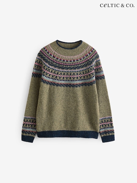 Celtic & Co. Green Donegal Fair Isle Yoke Jumper (F65519) | £129