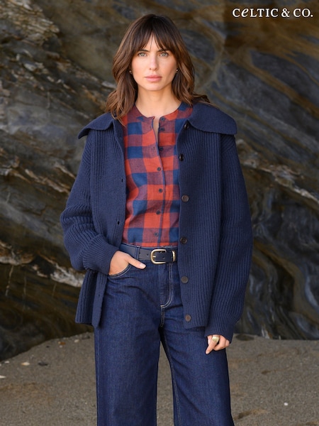 Celtic & Co. Blue Sailor Collar Longline Cardigan (F65550) | £159