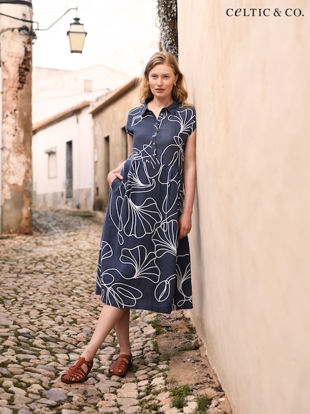 Celtic & Co. Grown On Sleeve 100% Linen Midi Dress (F65567) | £160