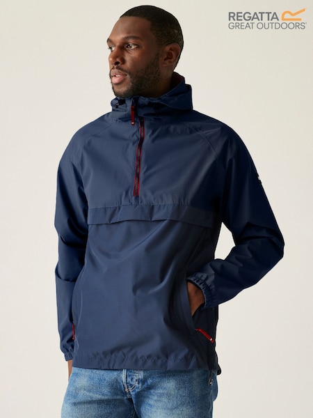 Regatta Blue Chrome Mens Tayan Over The Head Waterproof Jacket (F65645) | £56