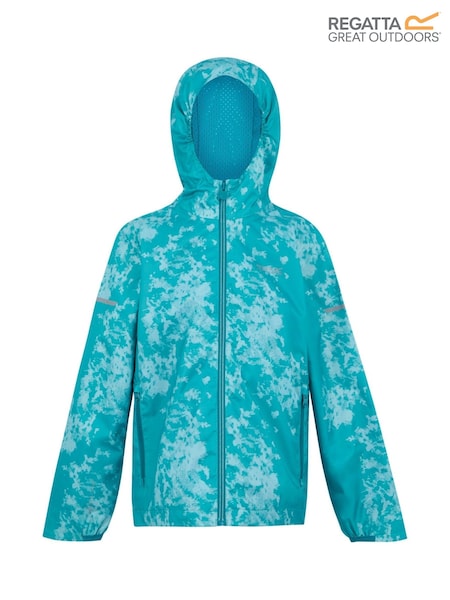 Regatta Blue Kids Printed Lever II Waterproof Jacket (F65714) | £35