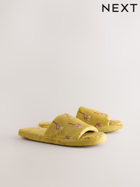 Ochre Giraffe Plush Slider Slippers (F65753) | £14