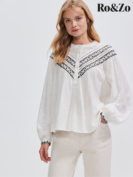Ro&Zo White Embroidered Yoke Blouse (F65796) | £79