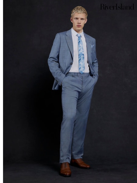 River Island Blue Ground Check Suit Jacket (F65825) | £45