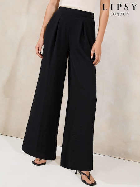 Lipsy Black High Waisted Wide Leg Trousers (F65843) | £42