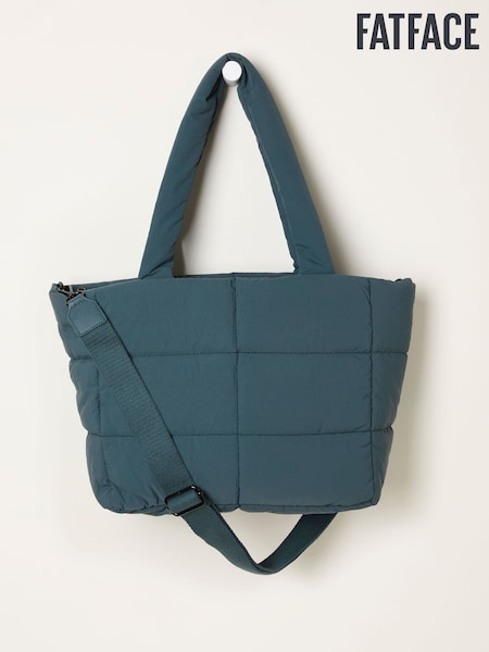 FatFace Teal Blue Quilted Nylon Tote Bag (F65889) | £0