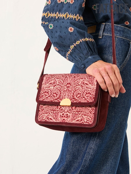FatFace Burgundy Red Floral Bouquet Crossbody Bag (F65895) | £65.50