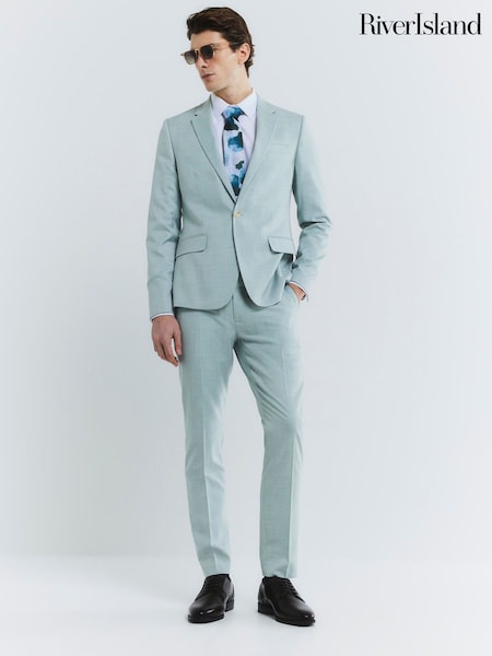 River Island Green Skinny Fit Stretch Suit Jacket (F65938) | £80
