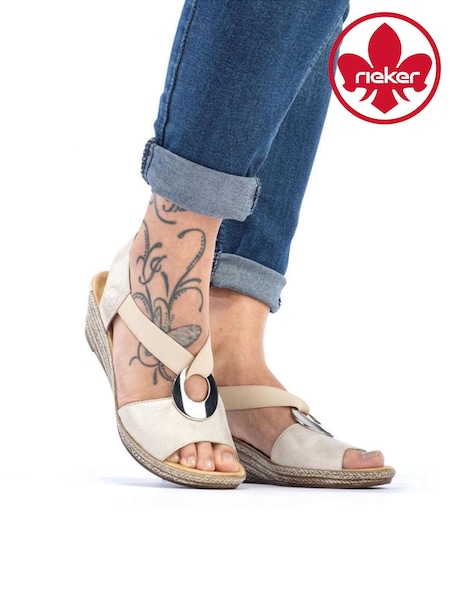 Rieker Womens Cream Elasticated sandals (F65945) | £60