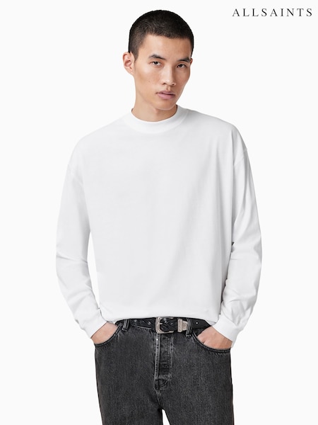 AllSaints White 100% Organic Cotton Finn Crew T-Shirt (F65947) | £55