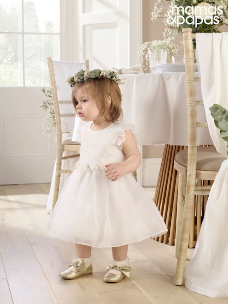 Mamas & Papas Organza Flower White Dress (F65952) | £39