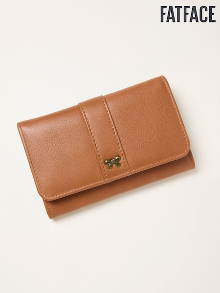 FatFace Tan Brown Bow Detail Leather Purse (F65957) | £35.50