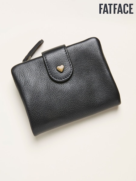 FatFace Black Heart Detail Leather Purse (F65959) | £30.50