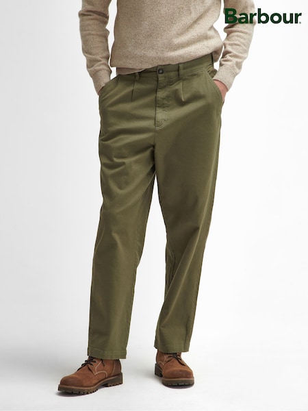Barbour® Green Washed Relaxed Fit Trousers (F66072) | £90