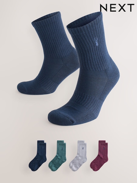 Blue/Green/Red Stag Embroidered Sports Socks 4 Pack (F66104) | £15