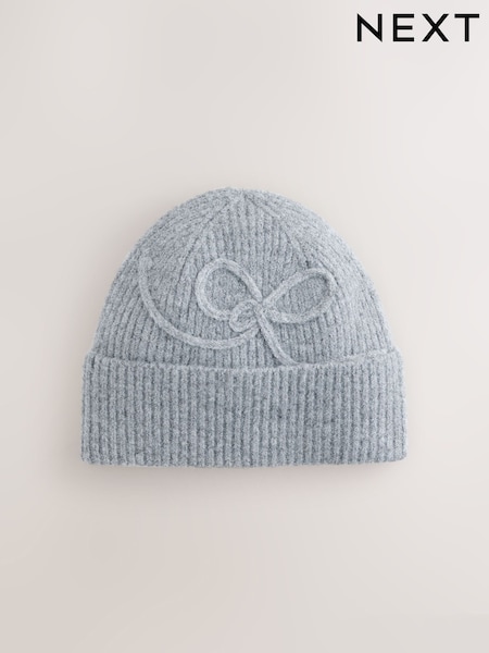 Grey Bow Detail Beanie (F66109) | £16