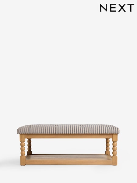 Chenille Stripe Slate Blue Lancaster Buttoned Coffee Table (F66229) | £299