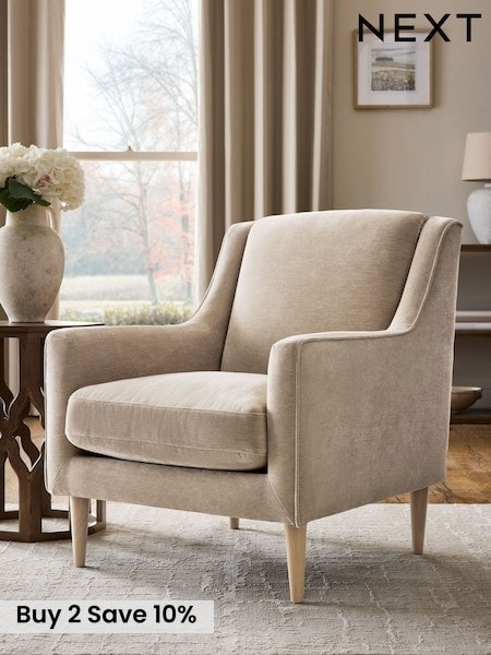 Relaxed Chenille Light Natural Prescott Armchair (F66232) | £375