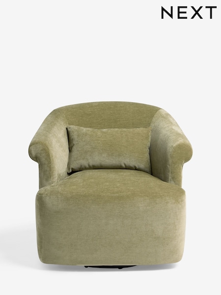 Relaxed Chenille Light Olive Green Esme Swivel Accent Chair (F66234) | £399