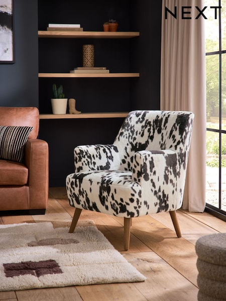 Alaska Faux Fur Cow Print Carter Accent Chair (F66269) | £325