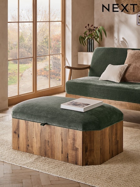 Relaxed Chenille Forest Green Hex Storage Coffee Table (F66270) | £325