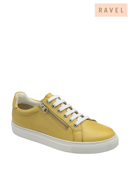 Ravel Yellow Leather Lace-Up Trainers (F66340) | £65