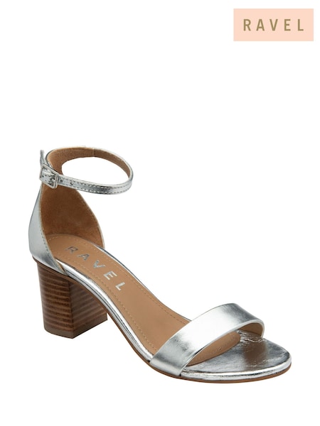 Ravel Silver Leather Heeled Sandals (F66348) | £65
