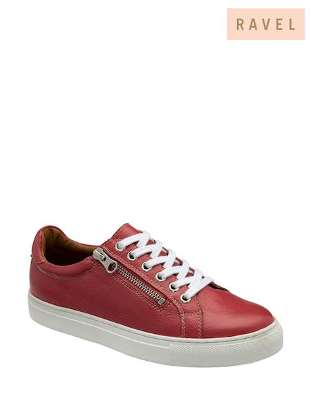 Ravel Red Leather Lace-Up Trainers (F66354) | £65