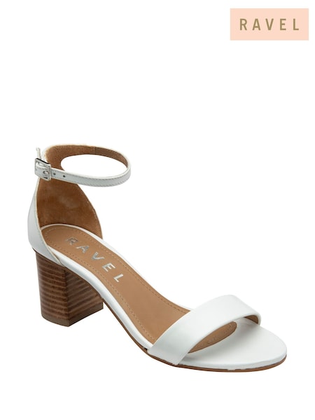 Ravel White Leather Heeled Sandals (F66370) | £65