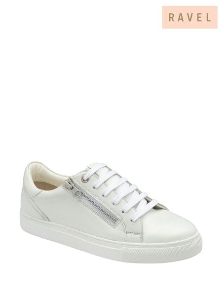 Ravel White Leather Zip-Up Trainers (F66373) | £65