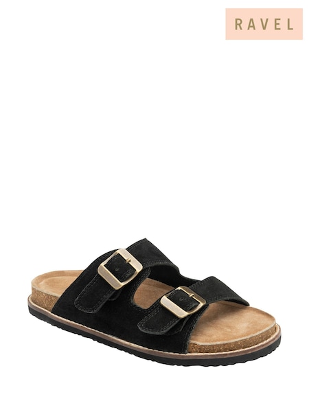 Ravel Black Suede Open-Toe Sandals (F66392) | £50