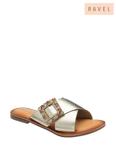 Ravel Gold Leather Mule Sandals (F66397) | £45