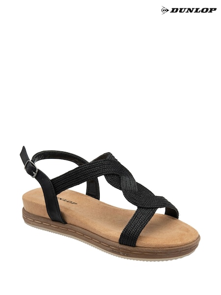 Dunlop Black T-Bar Buckle Strap Sandals (F66413) | £30