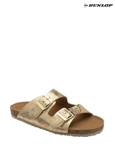 Dunlop Gold Leather Twin Strap Sandals (F66415) | £35